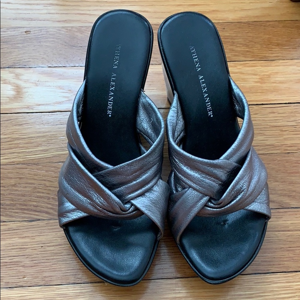 Silver and Black Athena Alexander Wedges